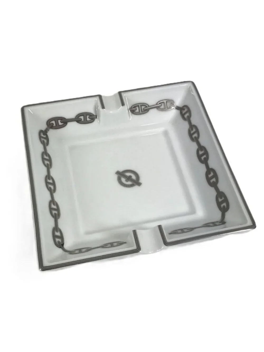 Hermes Ashtray Chaine D'Ancre Logo Pottery White